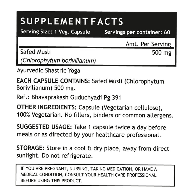 INLIFE Safed Musli Extract Supplement, 500mg - INLIFE Healthcare (International)