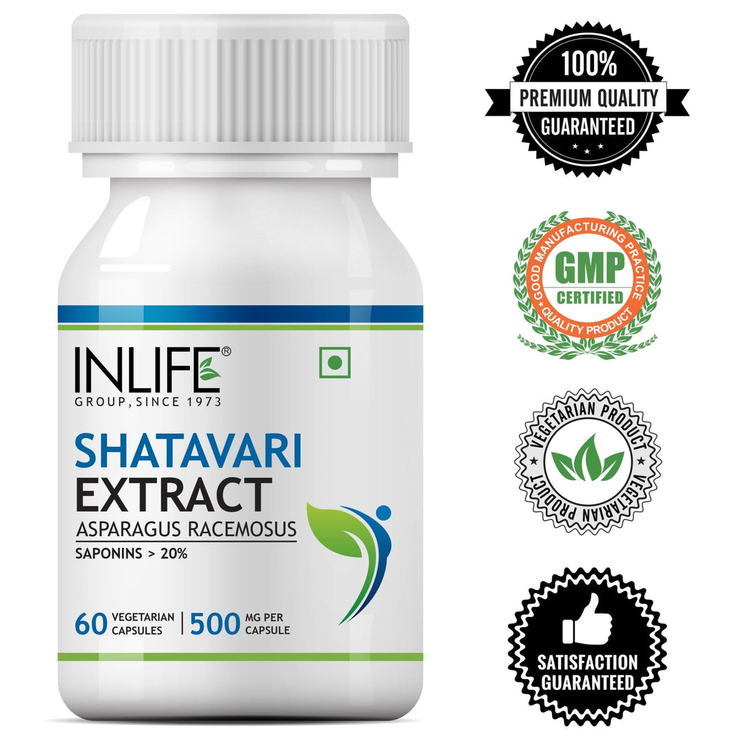 INLIFE Shatavari Extract Asparagus Recemosus (Saponins > 20%), 500 mg - INLIFE Healthcare (International)