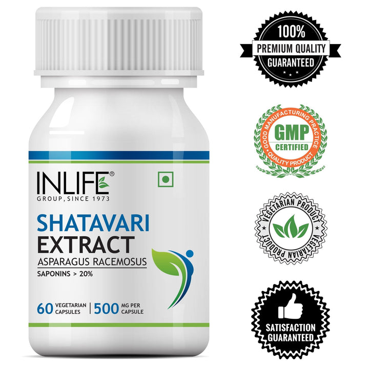INLIFE Shatavari Extract Asparagus Recemosus (Saponins > 20%), 500 mg - INLIFE Healthcare (International)