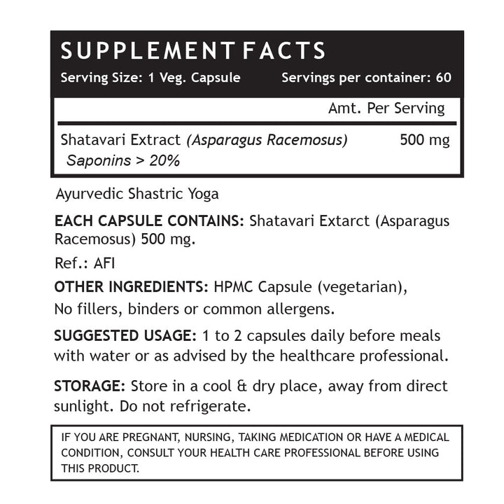 INLIFE Shatavari Extract Asparagus Recemosus (Saponins > 20%), 500 mg - INLIFE Healthcare (International)