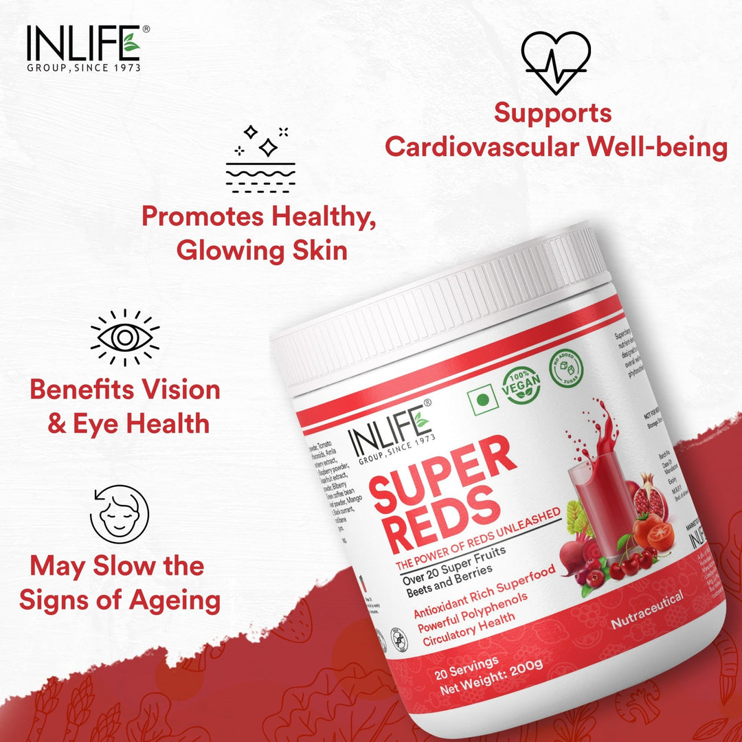 INLIFE Super Reds Powder | Energize with Powerful Antioxidants Supports Energy - 200g - INLIFE Healthcare (International)