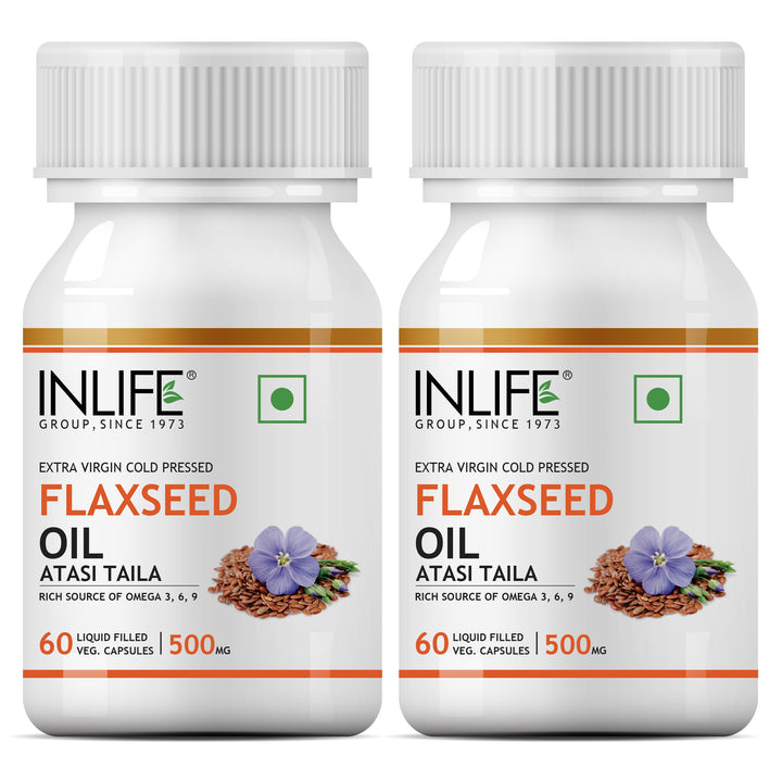 INLIFE Flaxseed Oil, Omega 3 6 9 Supplement, Extra Virgin Cold Pressed 500 mg