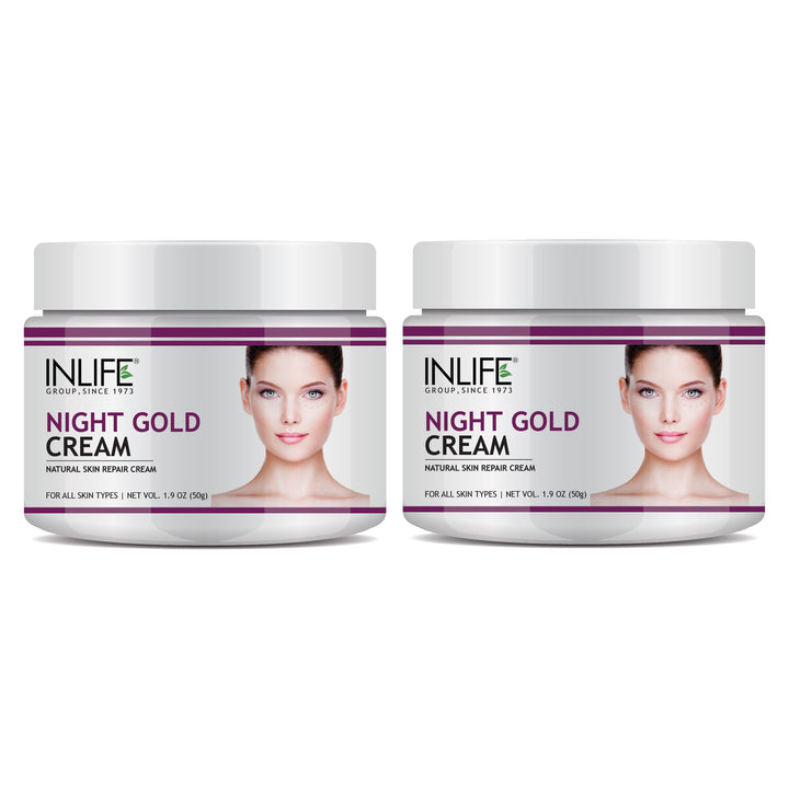 INLIFE Natural Night Gold Cream, Skin Repair, Anti Aging, 50g