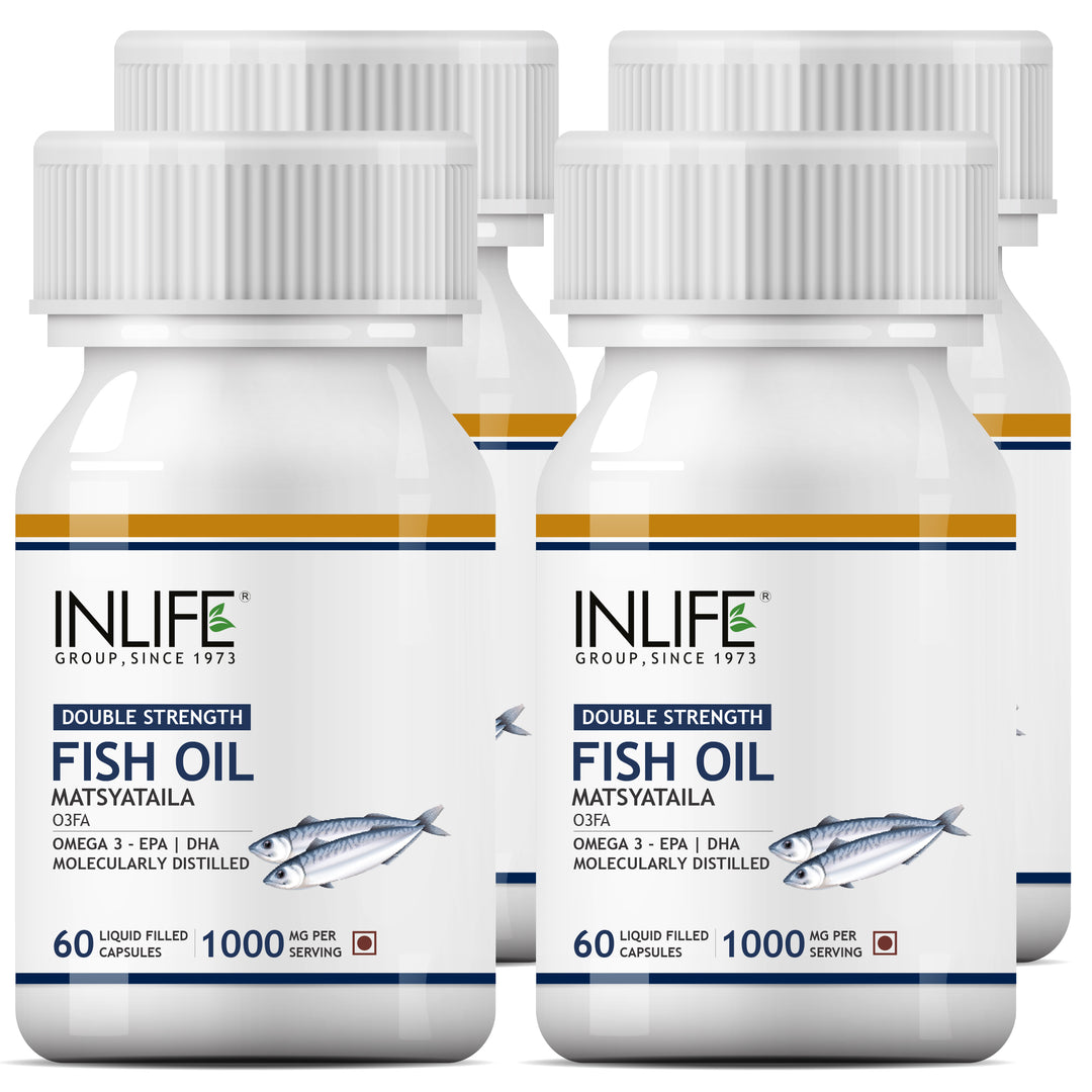 INLIFE Fish Oil Double Strength Omega 3 EPA 360mg DHA 240mg for Men Women 1000mg