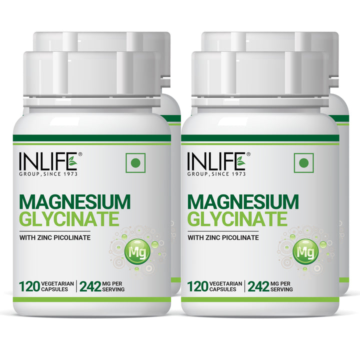 INLIFE Magnesium Glycinate Supplement (Elemental Magnesium 242mg) with Zinc 10mg