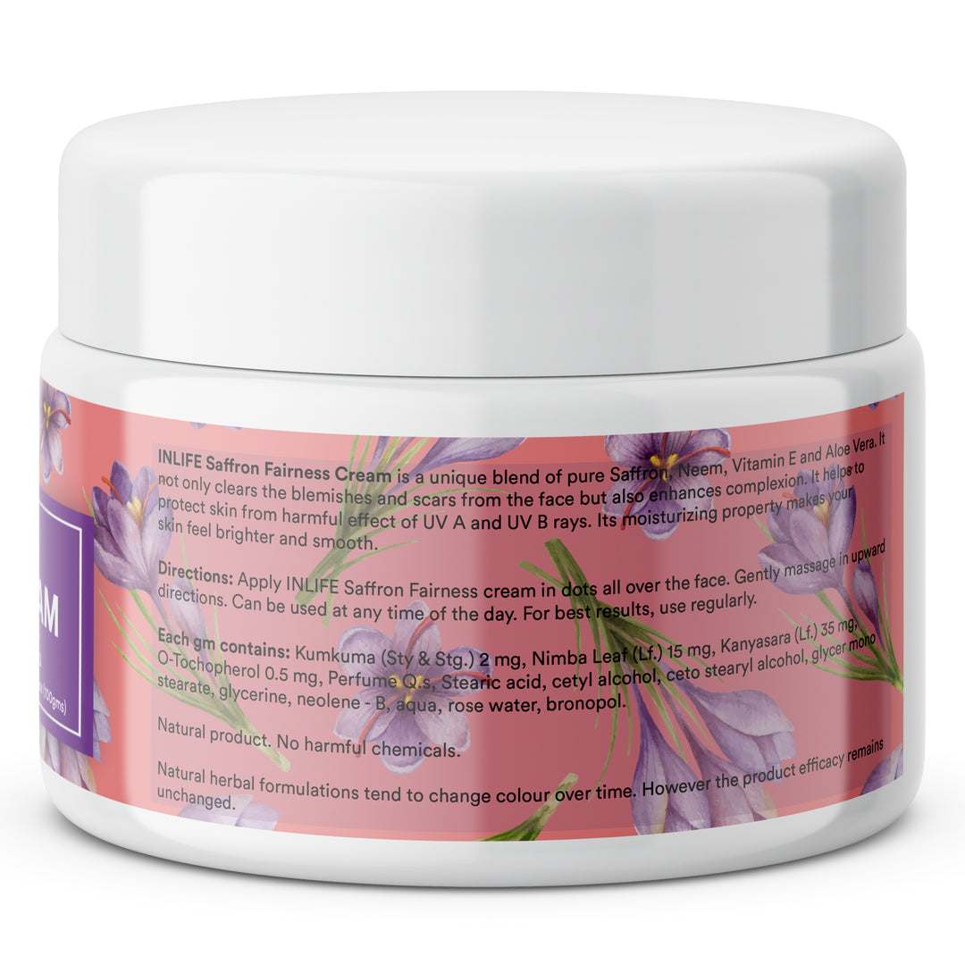 INLIFE Natural Saffron Cream for Blemishes Dark Circles & Spots, 100g