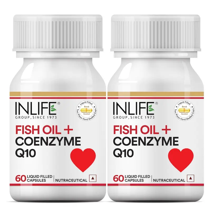 INLIFE Fish Oil Coenzyme Q10 Omega 3 Supplement (Fast Release) - 60 Liquid Filled Capsules