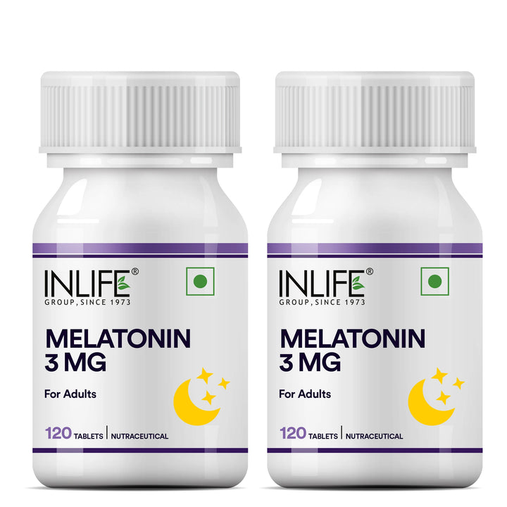 Inlife Melatonin 3mg tablets for Men & Women| Natural Sleep Aid | 120 Vegetarian Tablets