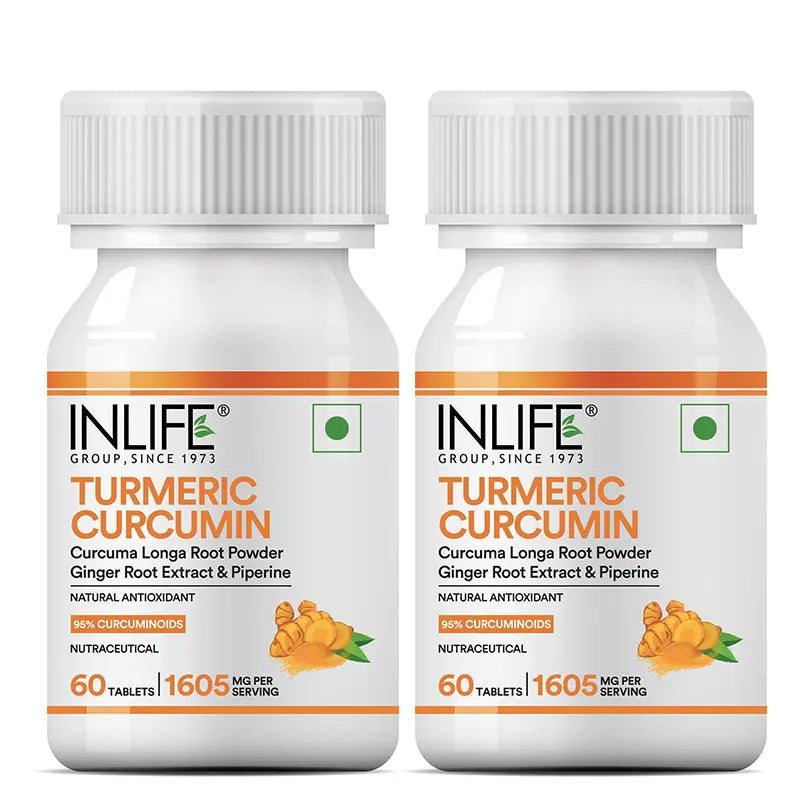 INLIFE Turmeric Curcumin Supplement with Ginger & Black Pepper | Vegetarian Tablets