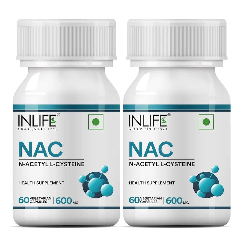 INLIFE N Acetyl Cysteine NAC Supplement 600mg | Supports Liver & Respiratory Health