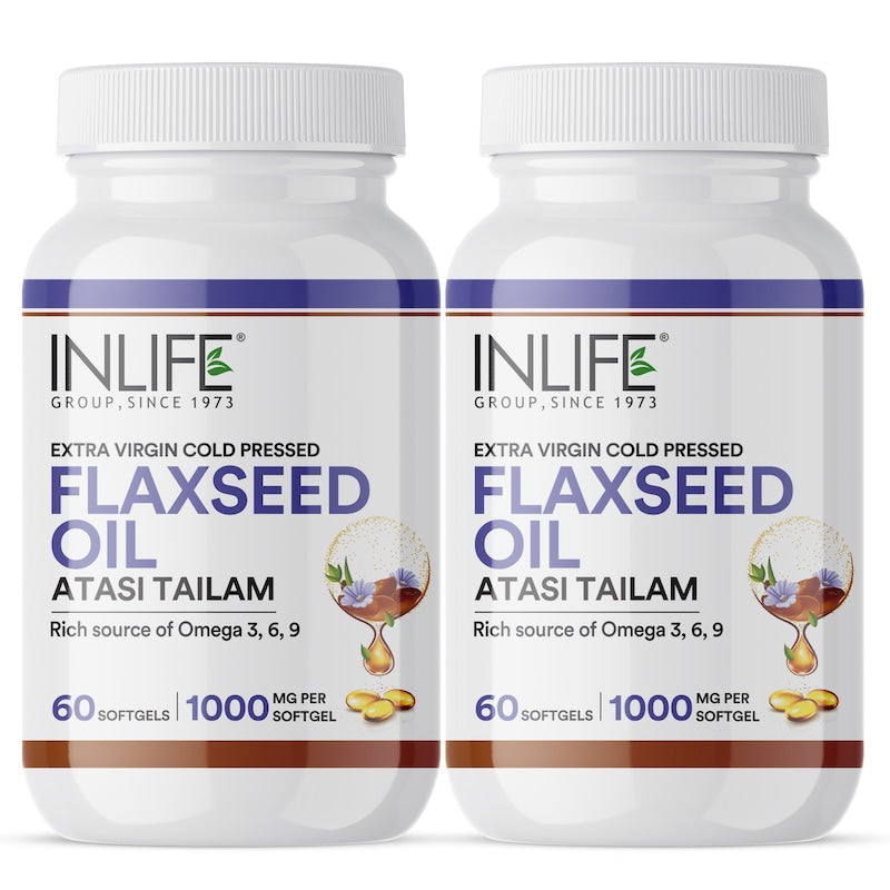 INLIFE Flaxseed Oil 1000mg Capsule Omega 3 6 9 Extra Virgin Cold Pressed Oil