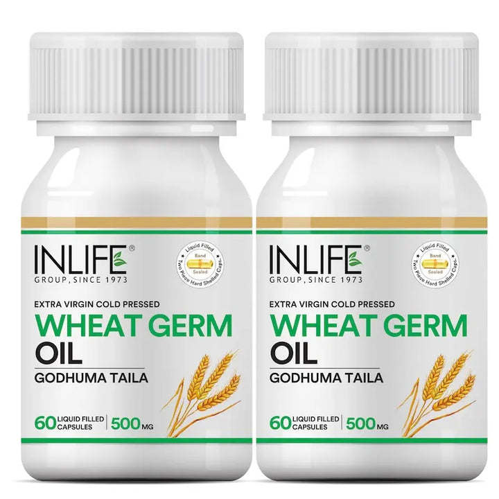 INLIFE Wheat Germ Oil Supplement | Natural Source of Vitamin E, 500 mg - 60 Liquid Filled Capsules