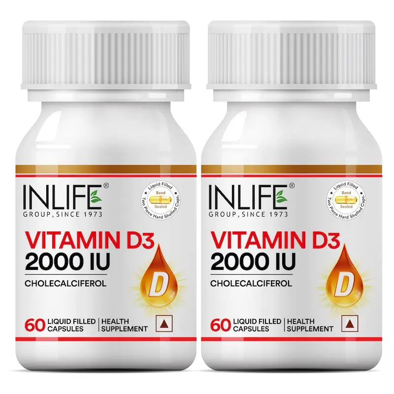 INLIFE Vitamin D3 (Cholecalciferol) 2000 IU - 60 Liquid Filled Capsules