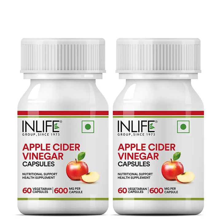 INLIFE Apple Cider Vinegar Supplement | Weight Management, Metabolism, Healthy Digestion | Plant Based Nutrition, 600mg