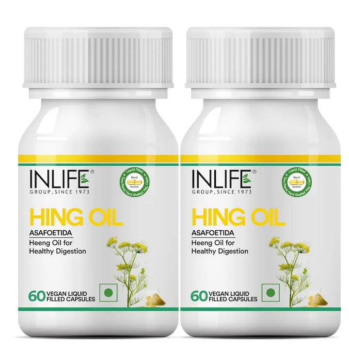 INLIFE Hing Oil Capsule (Asafoetida) | Faster Absorption than Powder | Digestion Support Supplement for Men and Women, 15mg - 60 Liquid Filled Vegetarian Capsules