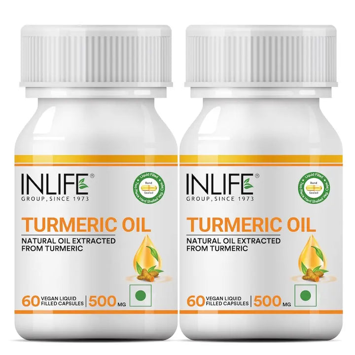 INLIFE Turmeric Oil Capsules | Antioxidant Supplement for Men and Women, 500mg – 60 Liquid Filled Vegetarian Capsules