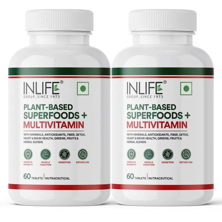 INLIFE Plant Based Multivitamins for Men & Women: Superfood+