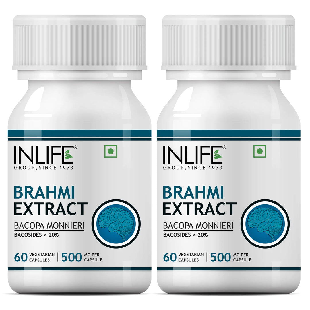 INLIFE Brahmi Capsules 500mg | Bacopa Monnieri Extract | Bacosides 25% I Ayurvedic Herbal Supplement