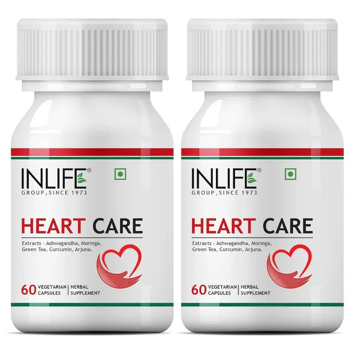 INLIFE Heart Care Supplement, with Ayurvedic Herbs | Arjuna, Moringa, Ashwagandha, Turmeric, Green Tea