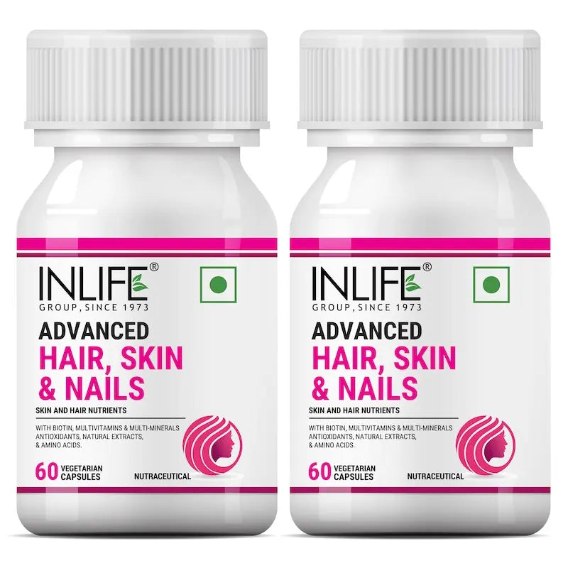 INLIFE Advanced Hair Skin & Nails Supplement with Biotin, Multivitamin Minerals Amino Acids