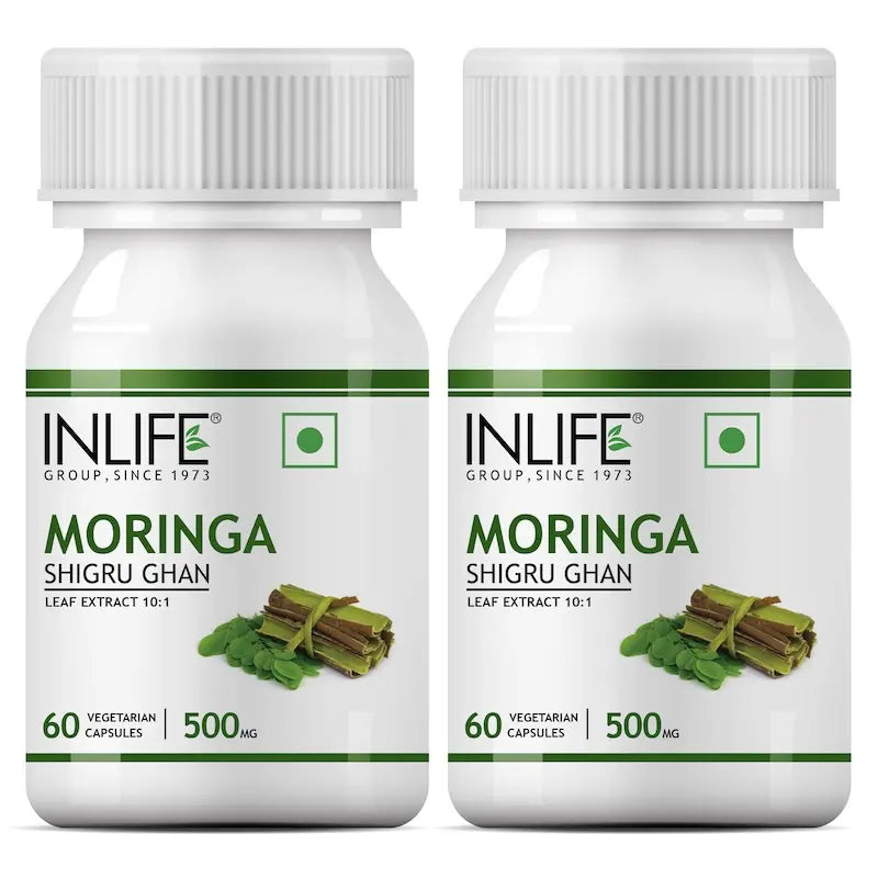 INLIFE Moringa Capsules 500mg | Leaf Extract (10:1) Powder Supplement | Water Distillation Extraction