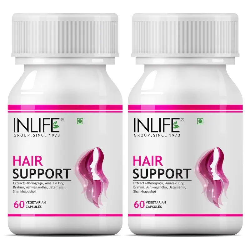 INLIFE Hair Support Supplement with Ayurvedic Herbs | Bhringraj, Amla, Brahmi, Ashwagandha