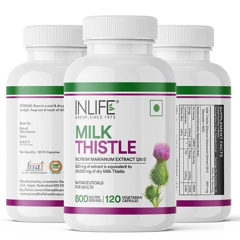 Inlife Milk Thistle Extract 800mg | 80% Silymarin Liver Support Supplement