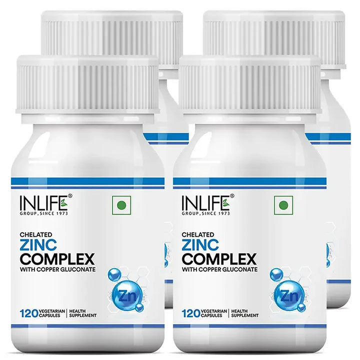 Inlife Zinc Supplements, Chelated Zinc Complex | Men & Women | 120 Veg. Capsules