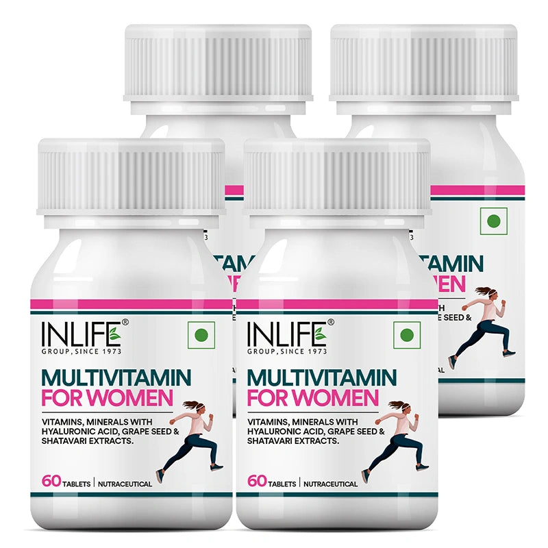 Inlife Multivitamin and Mineral for Women | Shatavari, Hyaluronic Acid, Grape Seed Extract