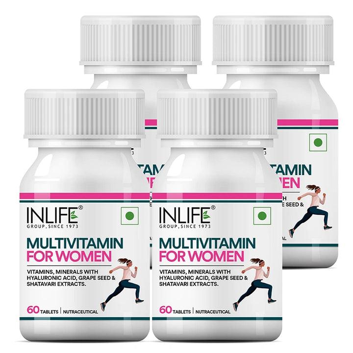 Inlife Multivitamin and Mineral for Women | Shatavari, Hyaluronic Acid, Grape Seed Extract