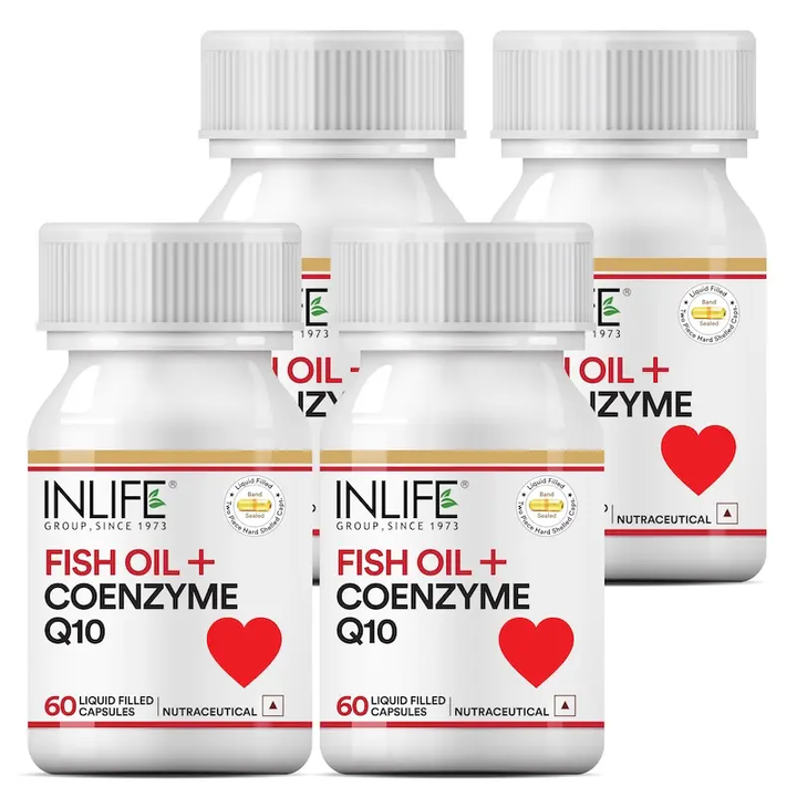 INLIFE Fish Oil Coenzyme Q10 Omega 3 Supplement (Fast Release) - 60 Liquid Filled Capsules