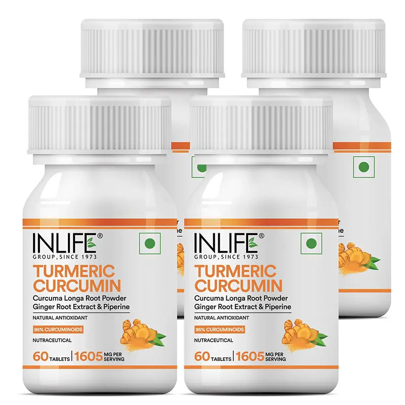 INLIFE Turmeric Curcumin Supplement with Ginger & Black Pepper | Vegetarian Tablets