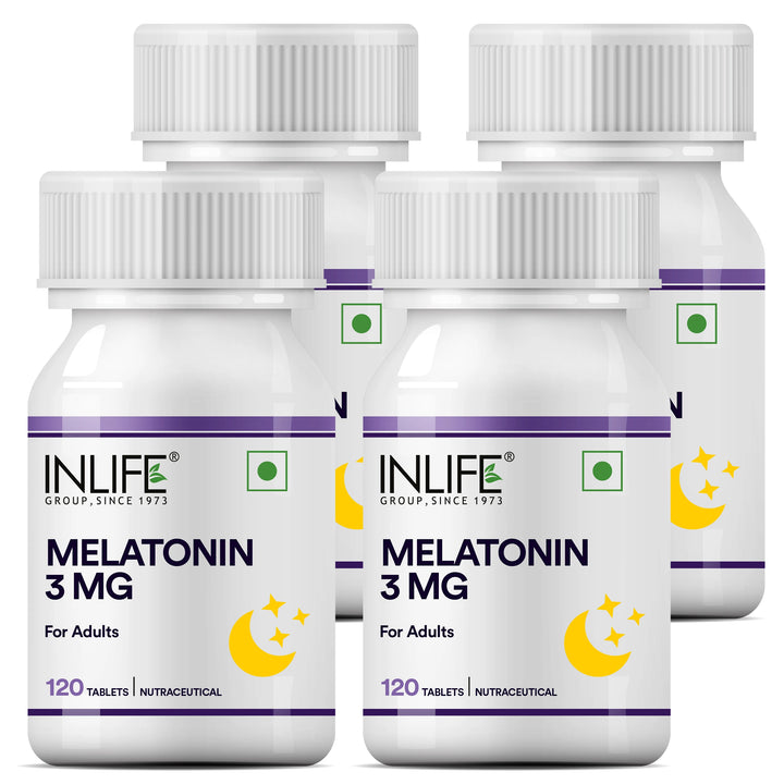 Inlife Melatonin 3mg tablets for Men & Women| Natural Sleep Aid | 120 Vegetarian Tablets