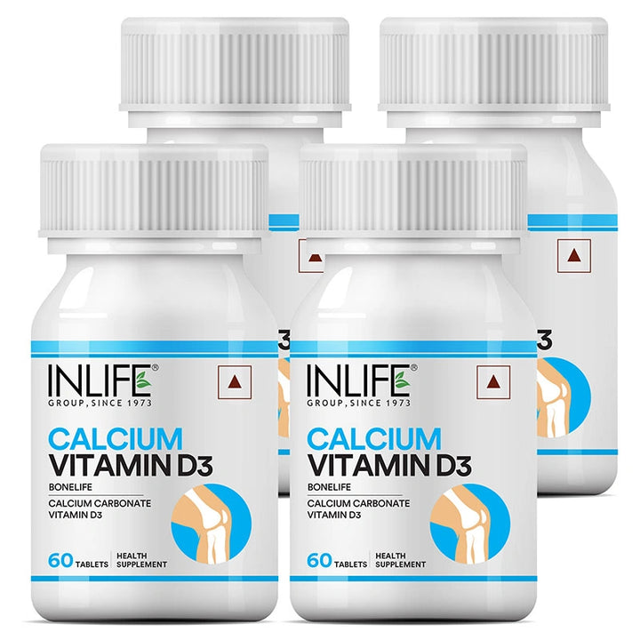 INLIFE Calcium 500 mg Vitamin D3 400 IU Supplement for Men Women