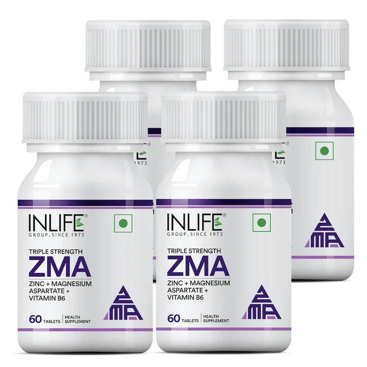 INLIFE ZMA- Zinc Magnesium Aspartate and Vitamin B6 Supplement