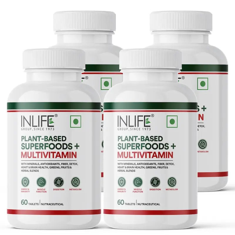 INLIFE Plant Based Multivitamins for Men & Women: Superfood+