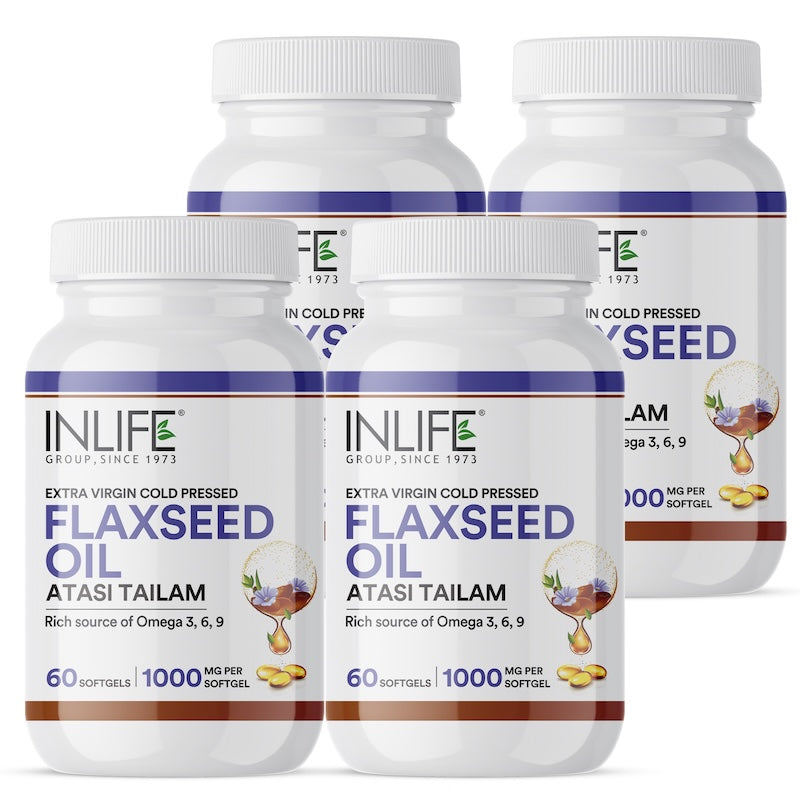 INLIFE Flaxseed Oil 1000mg Capsule Omega 3 6 9 Extra Virgin Cold Pressed Oil