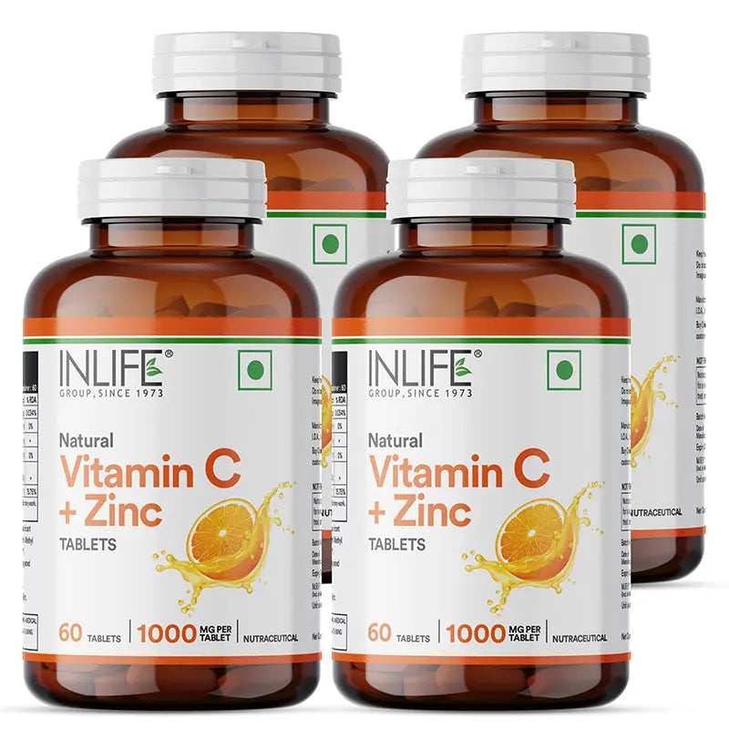 INLIFE Natural Vitamin C Amla Extract 1000mg with Zinc 10mg Supplement