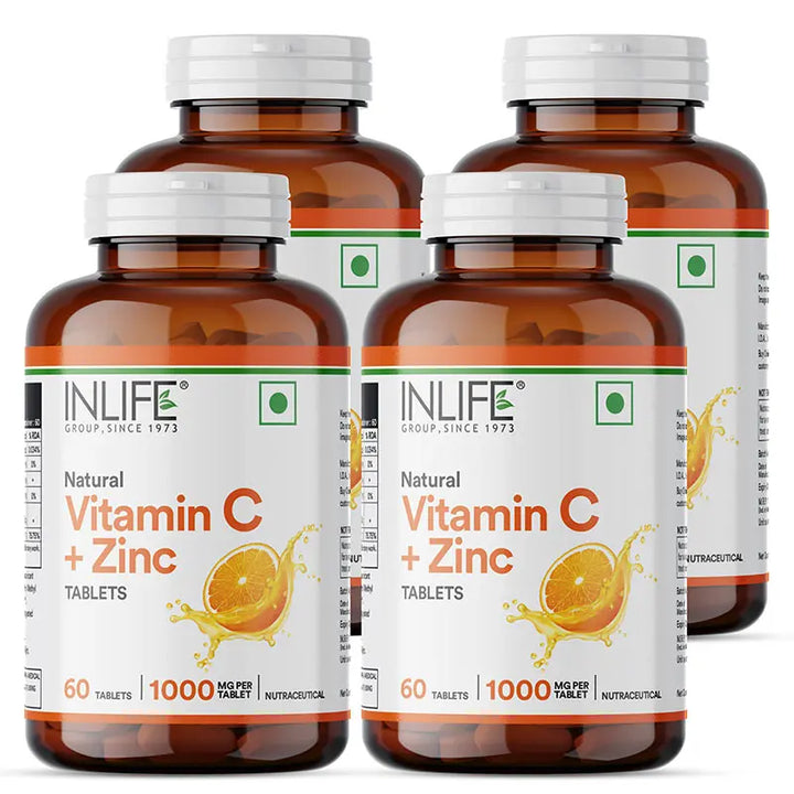 INLIFE Natural Vitamin C Amla Extract 1000mg with Zinc 10mg Supplement