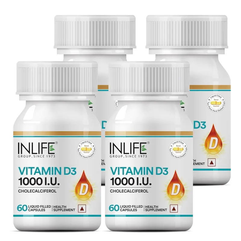 INLIFE Vitamin D3 (Cholecalciferol) 1000 IU - 60 Liquid Filled Capsules