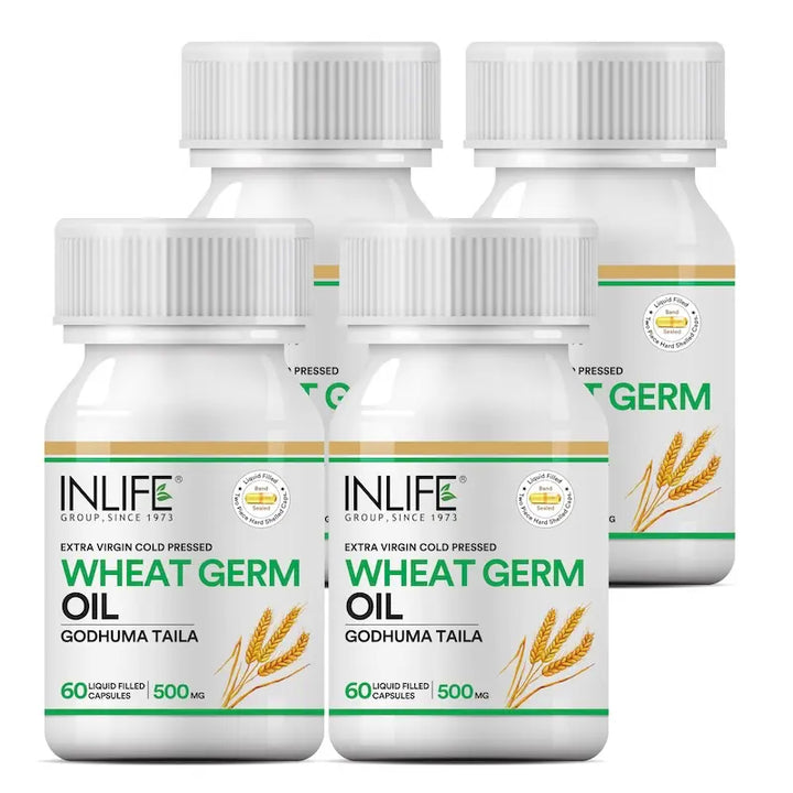 INLIFE Wheat Germ Oil Supplement | Natural Source of Vitamin E, 500 mg - 60 Liquid Filled Capsules