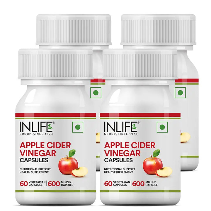 INLIFE Apple Cider Vinegar Supplement | Weight Management, Metabolism, Healthy Digestion | Plant Based Nutrition, 600mg