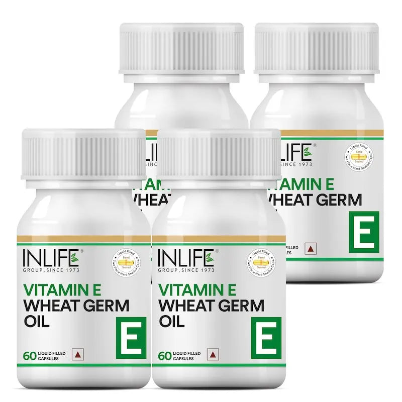 Inlife Vitamin E 400 IU with Wheat Germ Oil Supplement - 60 Liquid Filled Capsules