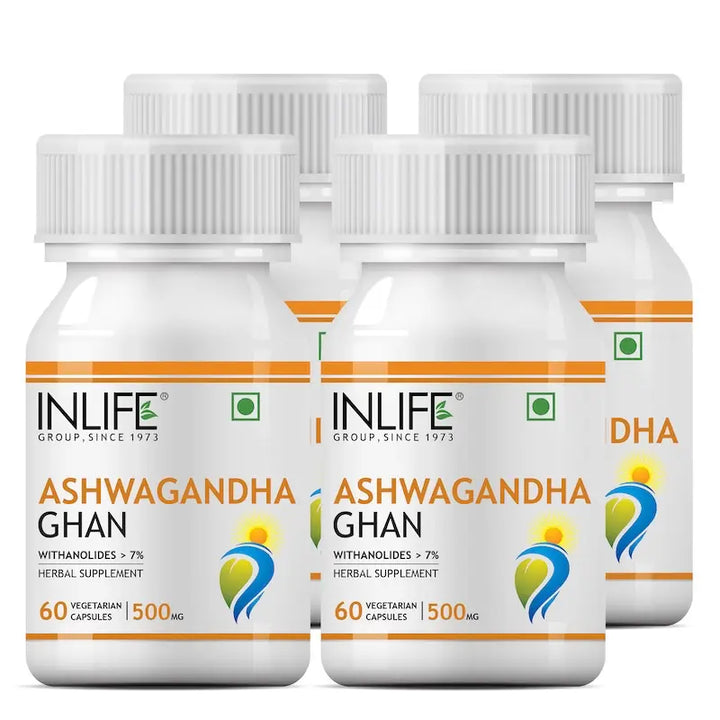 INLIFE Ashwagandha Extract (Withania Somnifera) Supplement | Immunity and General Wellness, 500mg