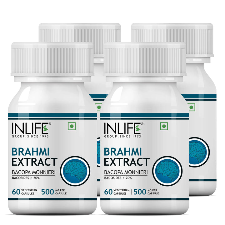 INLIFE Brahmi Capsules 500mg | Bacopa Monnieri Extract | Bacosides 25% I Ayurvedic Herbal Supplement