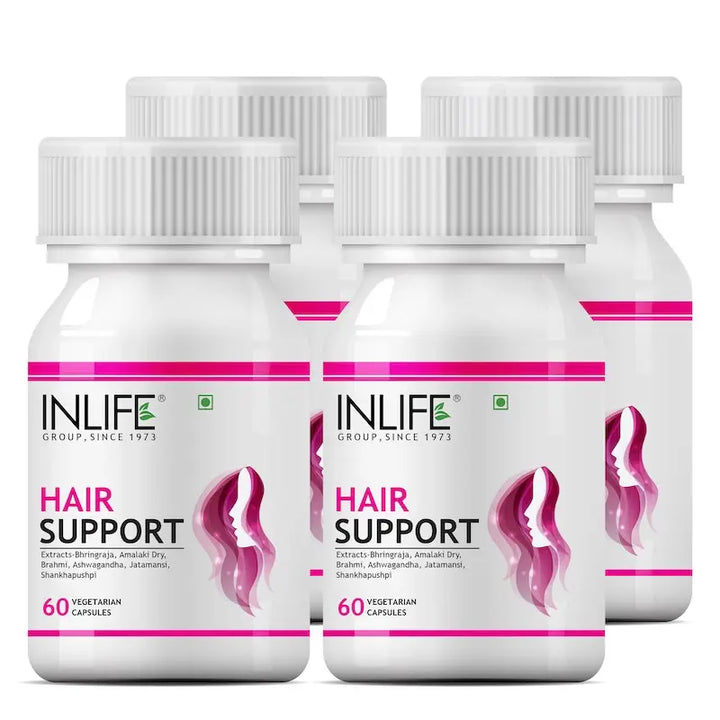 INLIFE Hair Support Supplement with Ayurvedic Herbs | Bhringraj, Amla, Brahmi, Ashwagandha