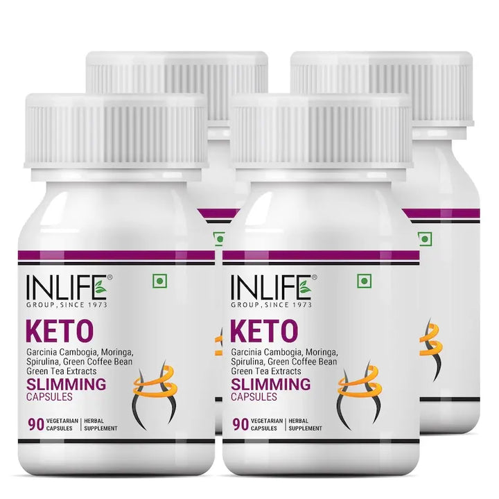 INLIFE Keto Slimming Capsules | Extracts - Garcinia Cambogia, Green Coffee Bean, Green Tea, Spirulina Moringa | Weight Management Supplement