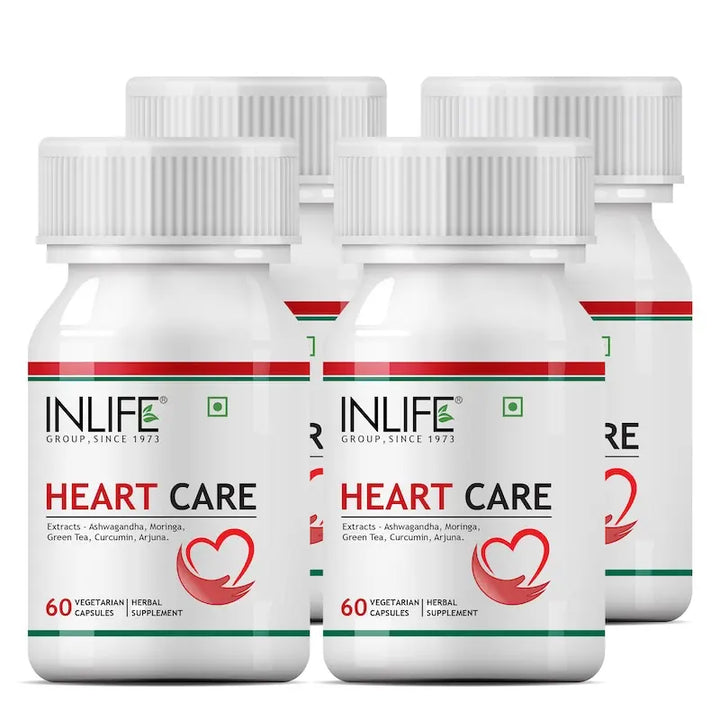 INLIFE Heart Care Supplement, with Ayurvedic Herbs | Arjuna, Moringa, Ashwagandha, Turmeric, Green Tea