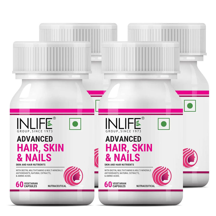 INLIFE Advanced Hair Skin & Nails Supplement with Biotin, Multivitamin Minerals Amino Acids