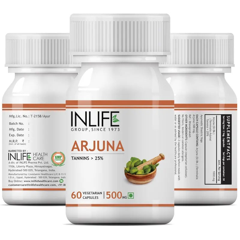 INLIFE Arjuna Capsules 500mg | Ayurvedic Herbal Supplement